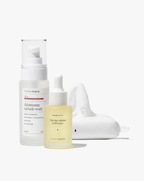 Set: intimate gel, wet wipes, intimate oil