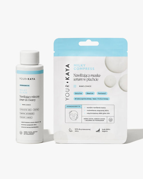 Zestaw: mleczny toner i nawilżająca maska-serum w płachcie