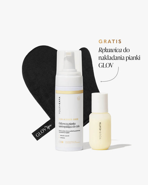 Zestaw FIRST SELF-TAN: serum do twarzy i pianka do ciała + GRATIS rękawica GLOV