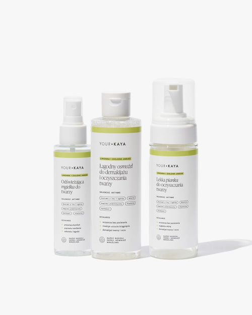 Zestaw: Łagodny osmożel, Lekka pianka i Odświeżająca mgiełka do twarzy