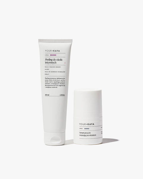 Zestaw: peeling intymny i serum przeciw wrastającym włoskom