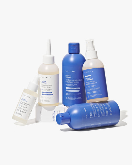 Zestaw: szampon, odżywka, peeling, serum i mgiełka do włosów