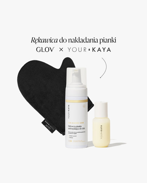 Zestaw FIRST SELF-TAN: serum do twarzy, pianka do ciała i rękawica GLOV x Your KAYA