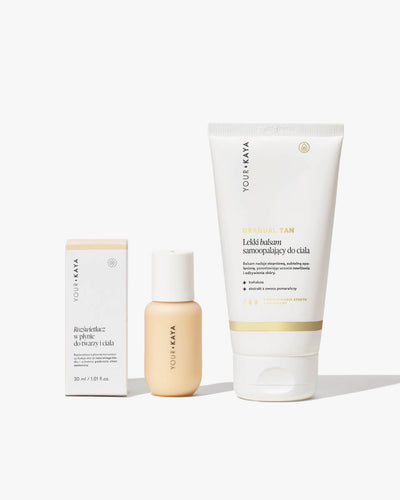 Zestaw SELF-TAN & GLOW: rozświetlacz w płynie i pianka/balsam/krem CC