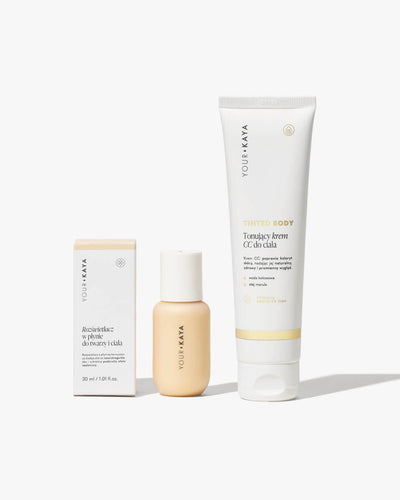 Zestaw SELF-TAN & GLOW: rozświetlacz w płynie i pianka/balsam/krem CC