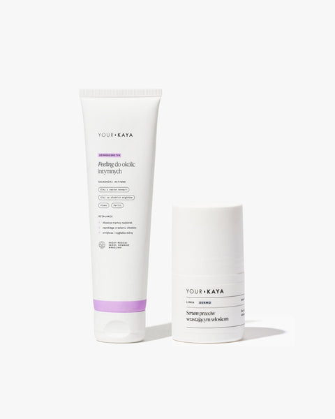 Zestaw: peeling intymny i serum przeciw wrastającym włoskom