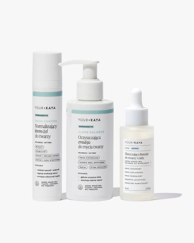 Zestaw: krem-żel, oczyszczająca emulsja i kuracja złuszczająca