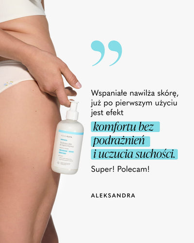 "Wspaniale nawilża skórę, już po pierwszym użyciu jest efekt komfortu bez podrażnień i uczucia suchości. Super! Polecam!" – Aleksandra