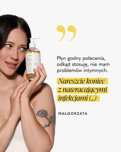 "Płyn godny polecenia, odkąd stosuję, nie mam problemów intymnych. Nareszcie koniec z nawracającymi infekcjami (...)" – Małgorzata