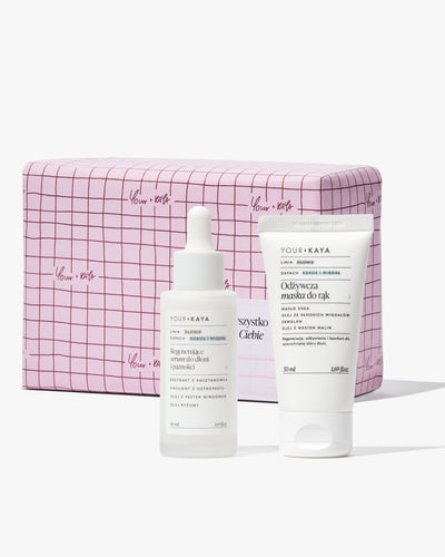 Zestaw prezentowy: odżywcza maska do rąk i regenerujące serum do dłoni o zapachu kokosa i migdałów