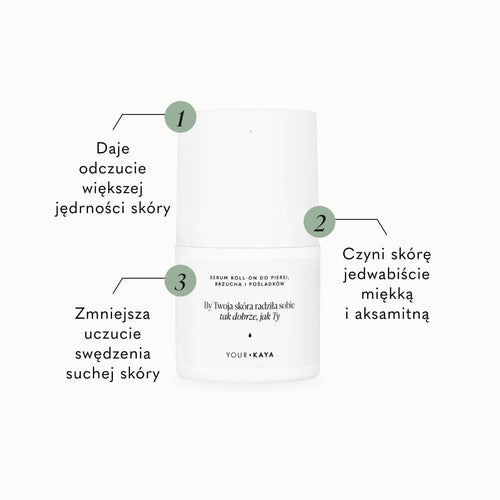 Łagodząco-ujędrniające serum roll-on do piersi, brzucha i pośladków